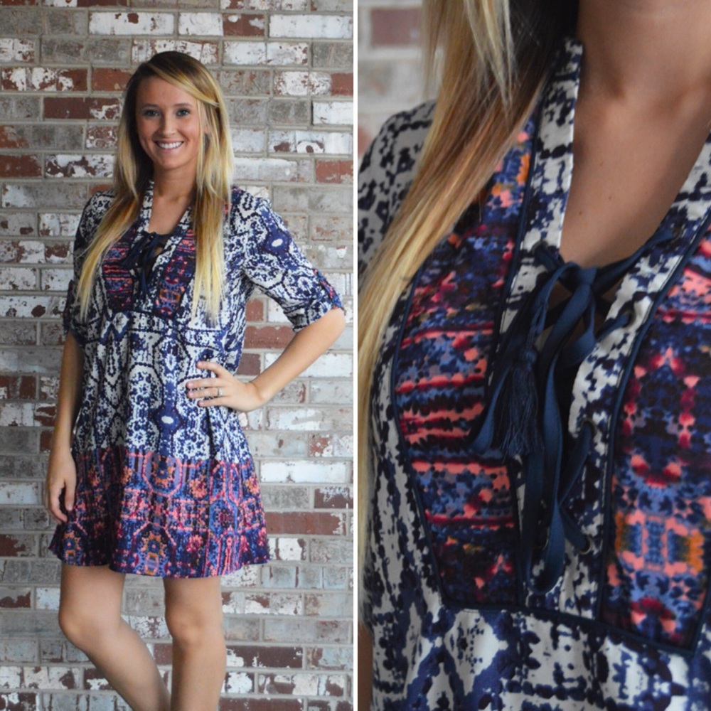 NEW Petal Kiss 3/4 Sleeve Purple and White Dress